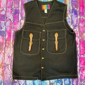Vintage CLOVER black oversized denim vest size Large